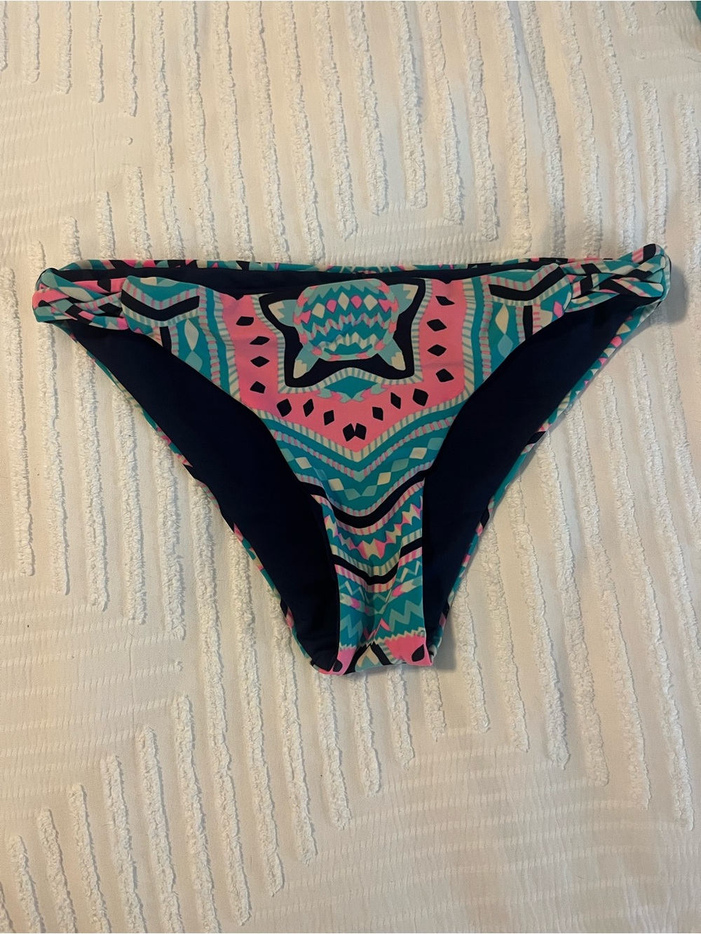 Mara Hoffman Reversible Basket Weave Bikini Bottom in Estrada Turquoise - Medium
